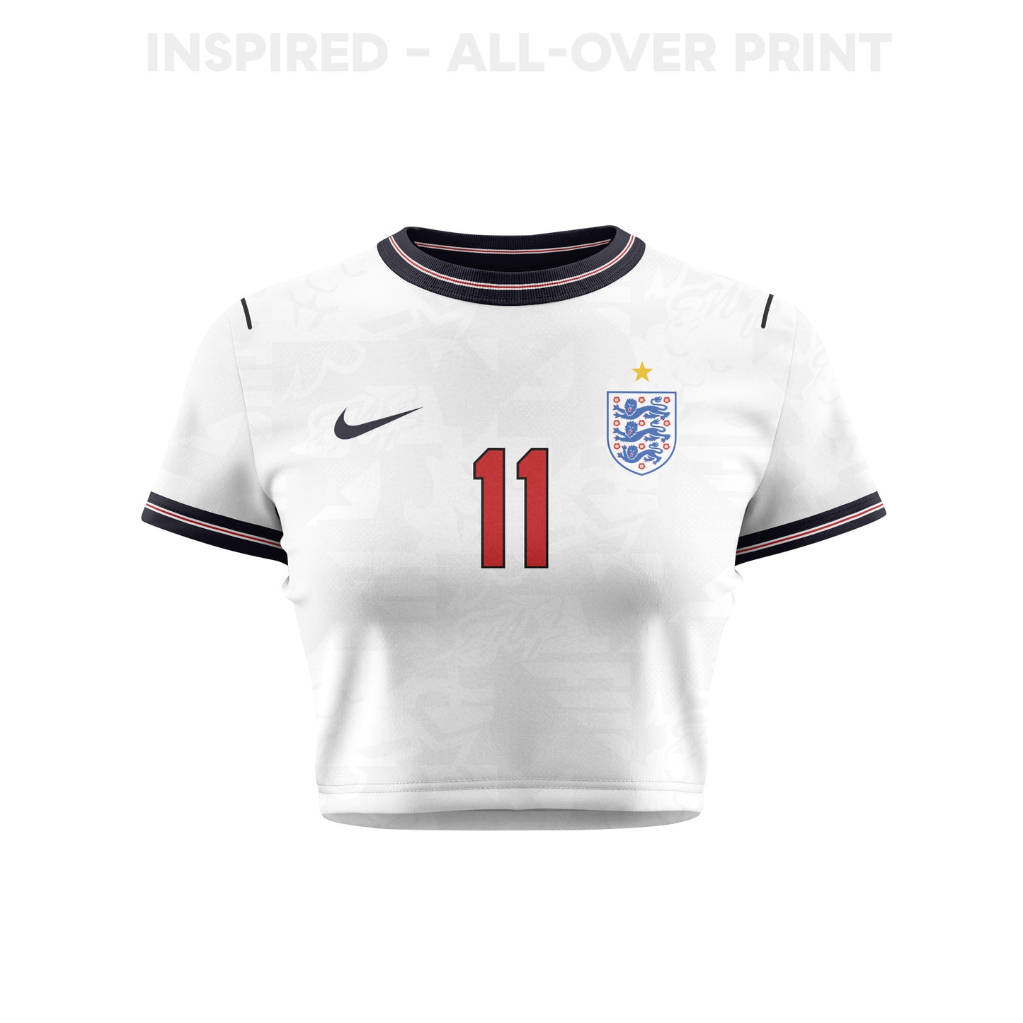 Phil Foden 11 England 2026 Women's Home All-Over Print Cropped Jersey - White