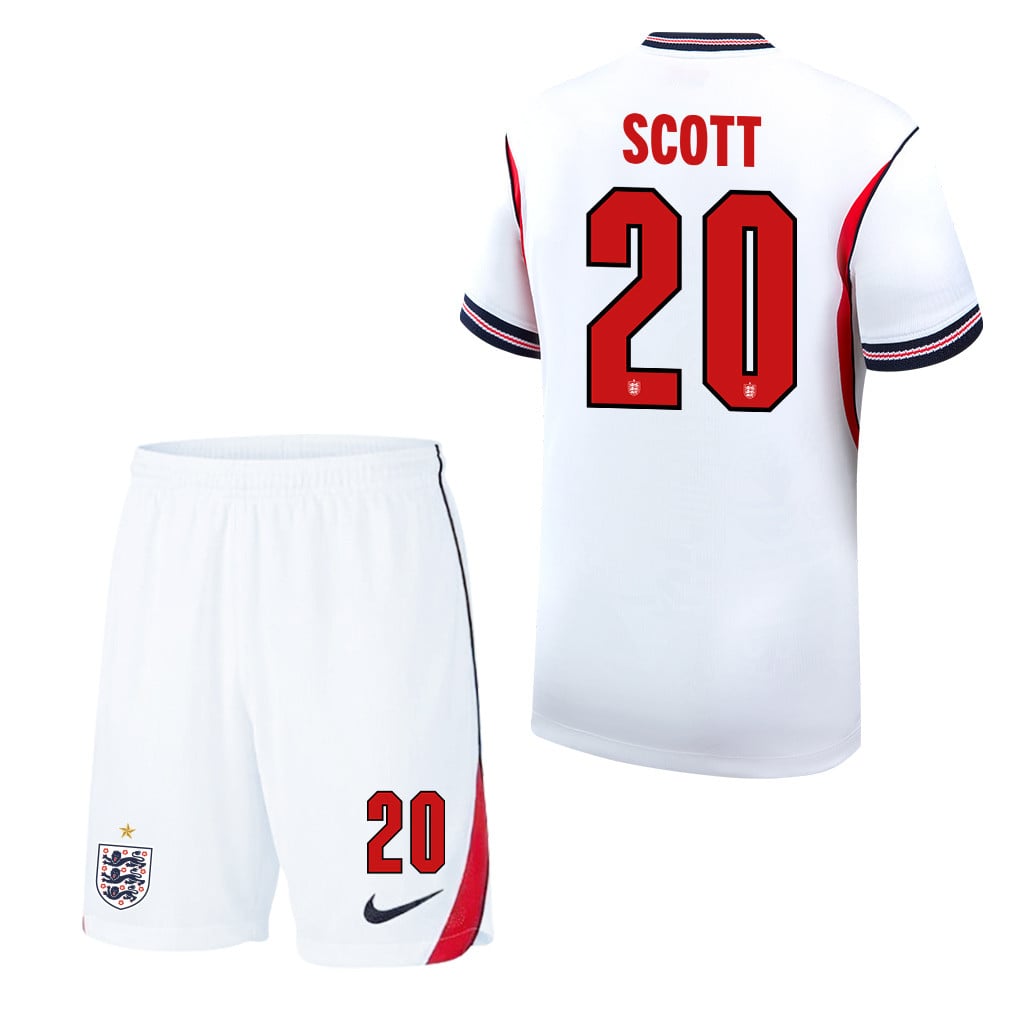 Alex Scott 20 England 2026 Home Men Jersey & Shorts Set – White