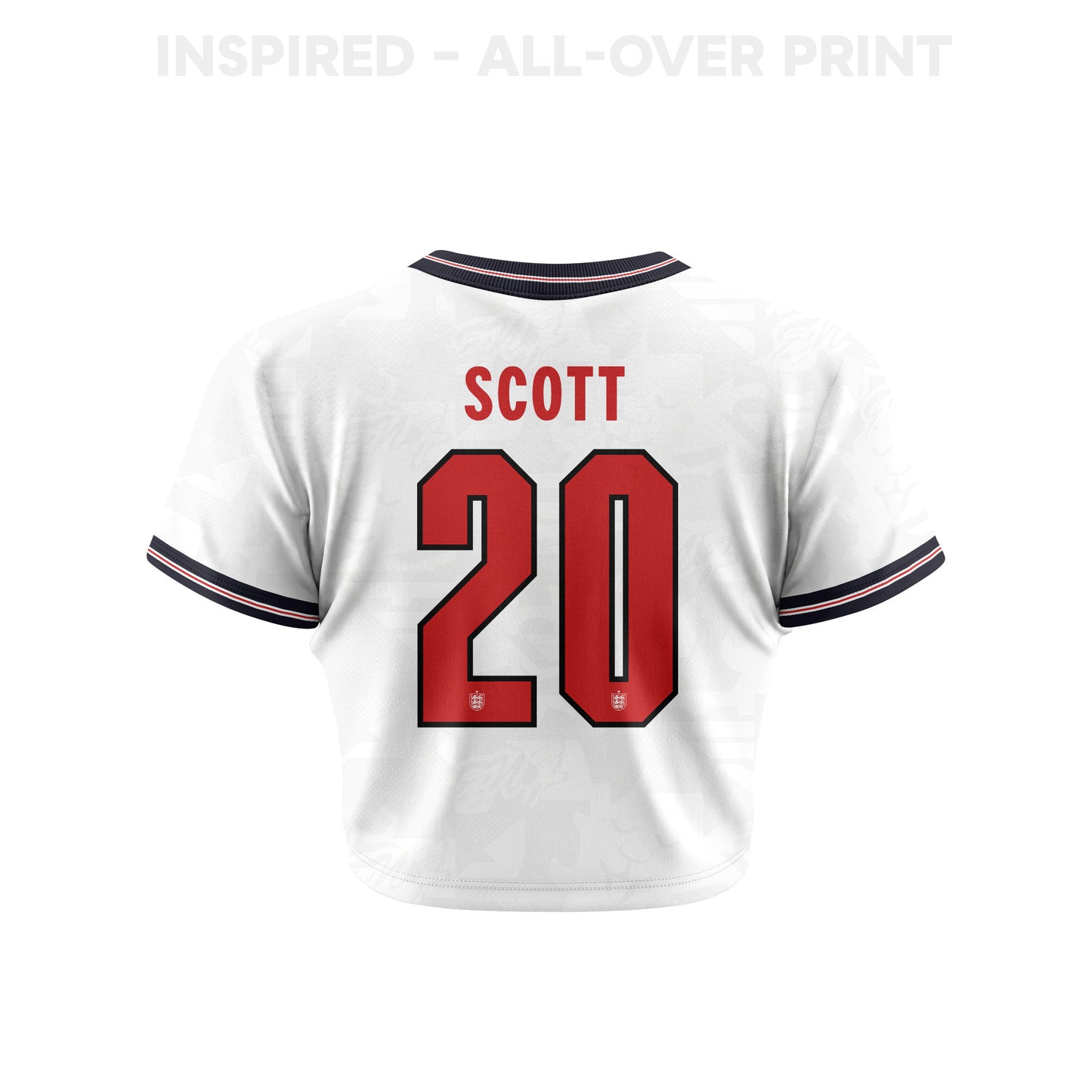 Alex Scott 20 England 2026 Women's Home All-Over Print Cropped Jersey - White
