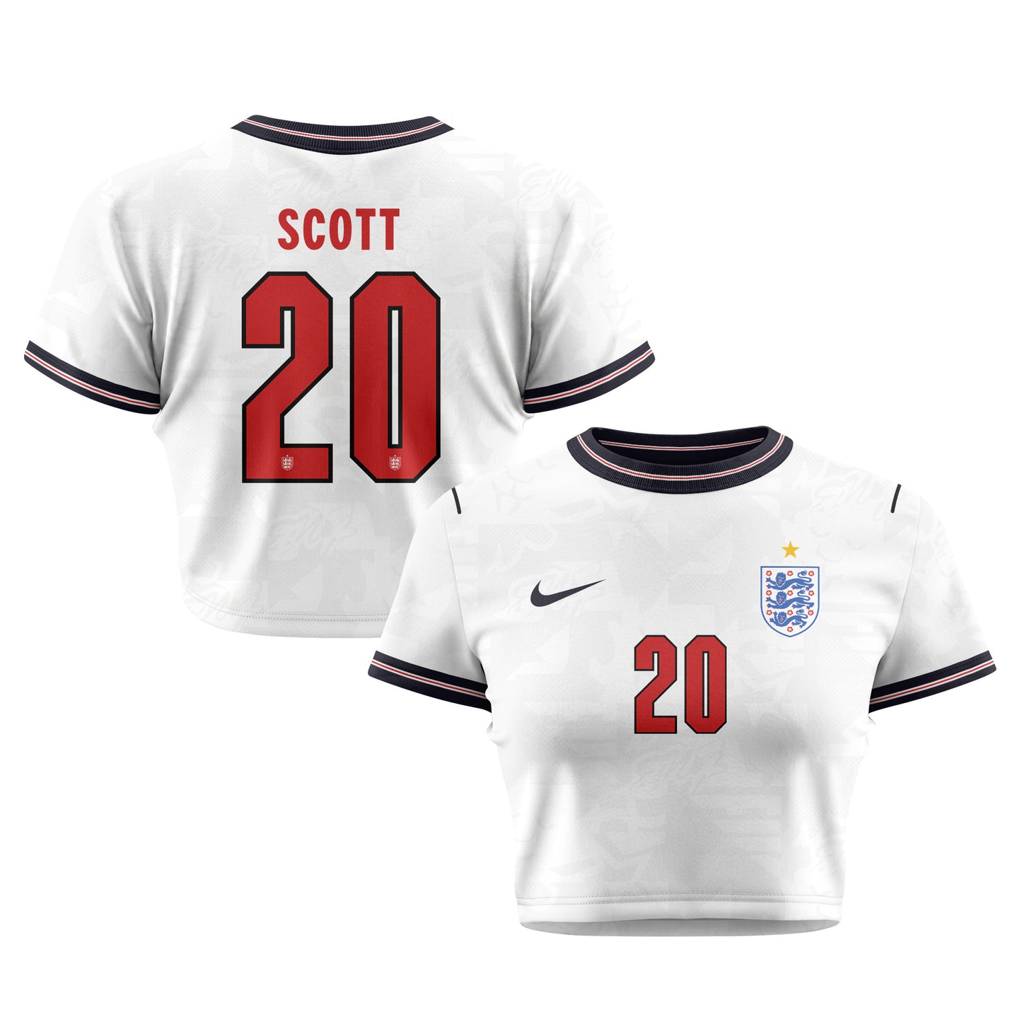 Alex Scott 20 England 2026 Women's Home All-Over Print Cropped Jersey - White