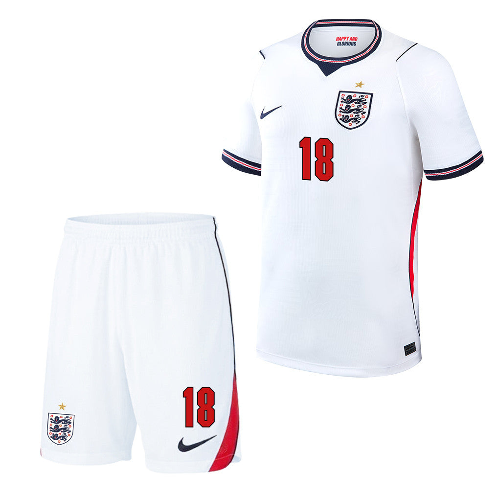 Nico O'Reilly 18 England 2026 Home Men Jersey & Shorts Set – White