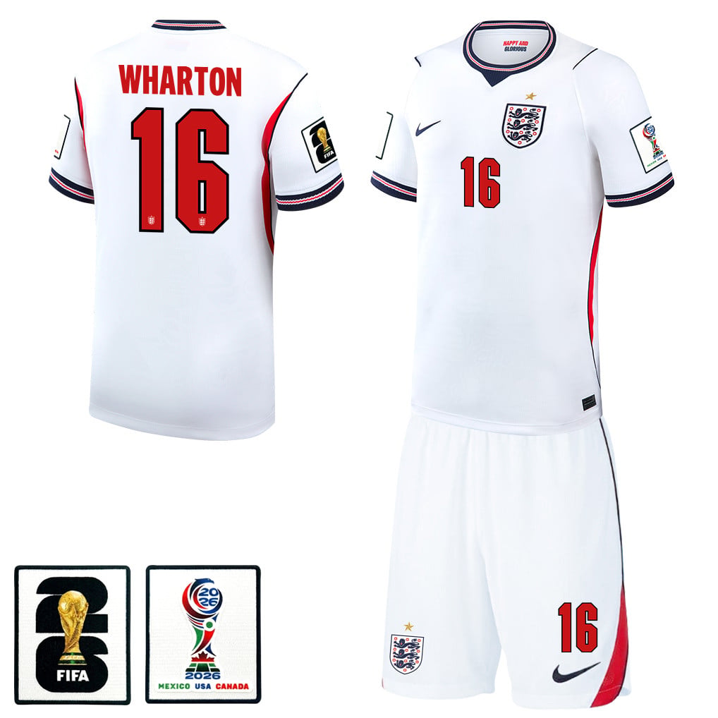 Adam Wharton 16 England 2026 Home Men Jersey & Shorts Set – White