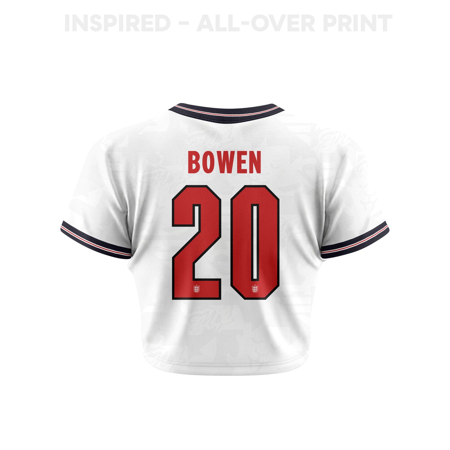 Jarrod Bowen 20 England 2026 Women's Home All-Over Print Cropped Jersey - White