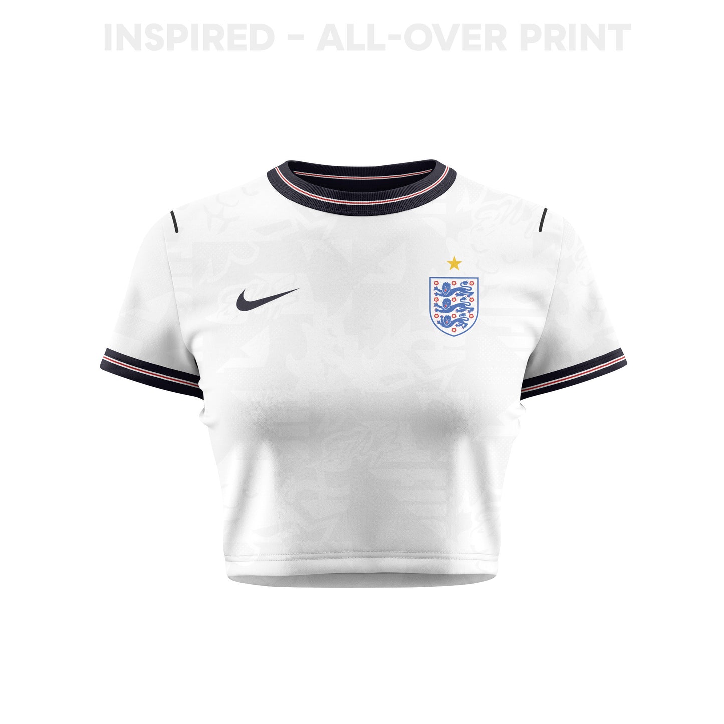 England 2026 Women's Home All-Over Print Cropped Jersey - White