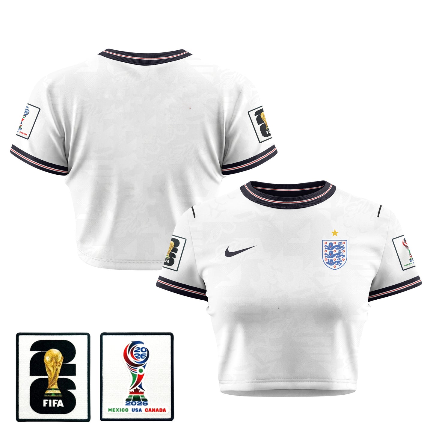 England 2026 Women's Home All-Over Print Cropped Jersey - White