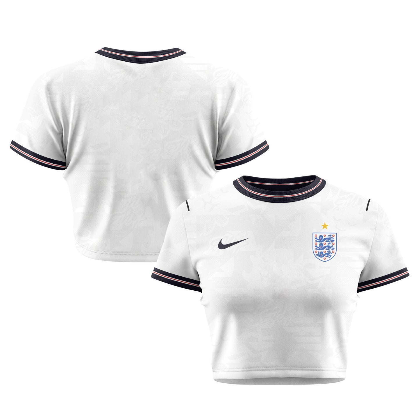 England 2026 Women's Home All-Over Print Cropped Jersey - White