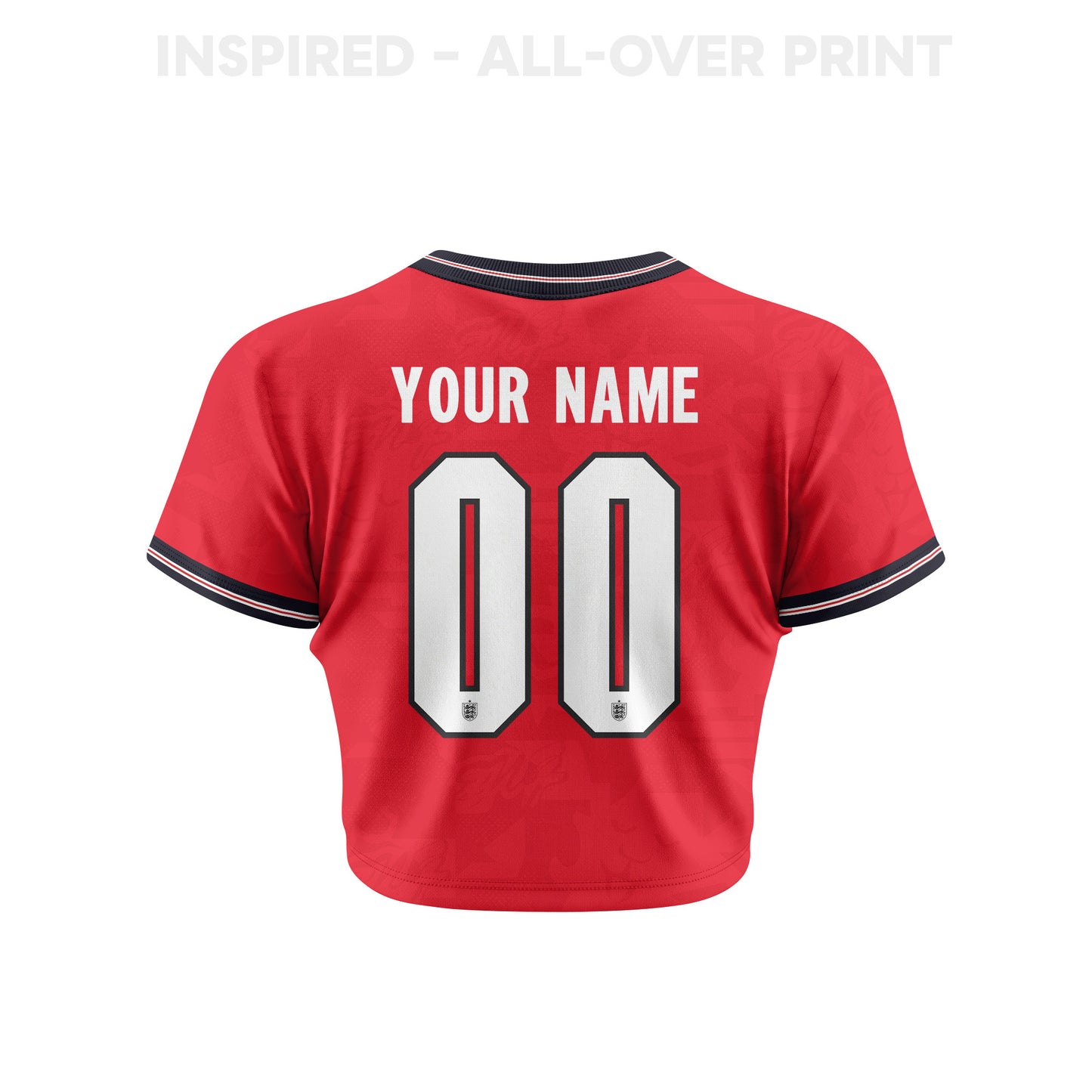 England 2026 Women's Away All-Over Print Cropped Jersey - Personalized - Red