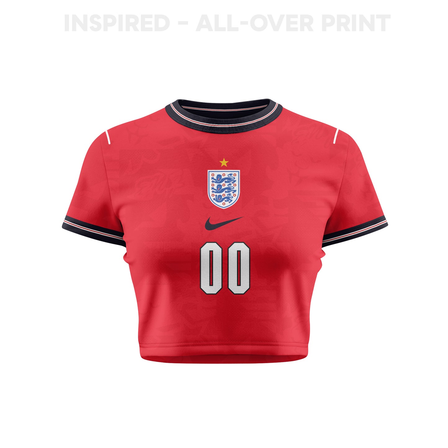 England 2026 Women's Away All-Over Print Cropped Jersey - Personalized - Red