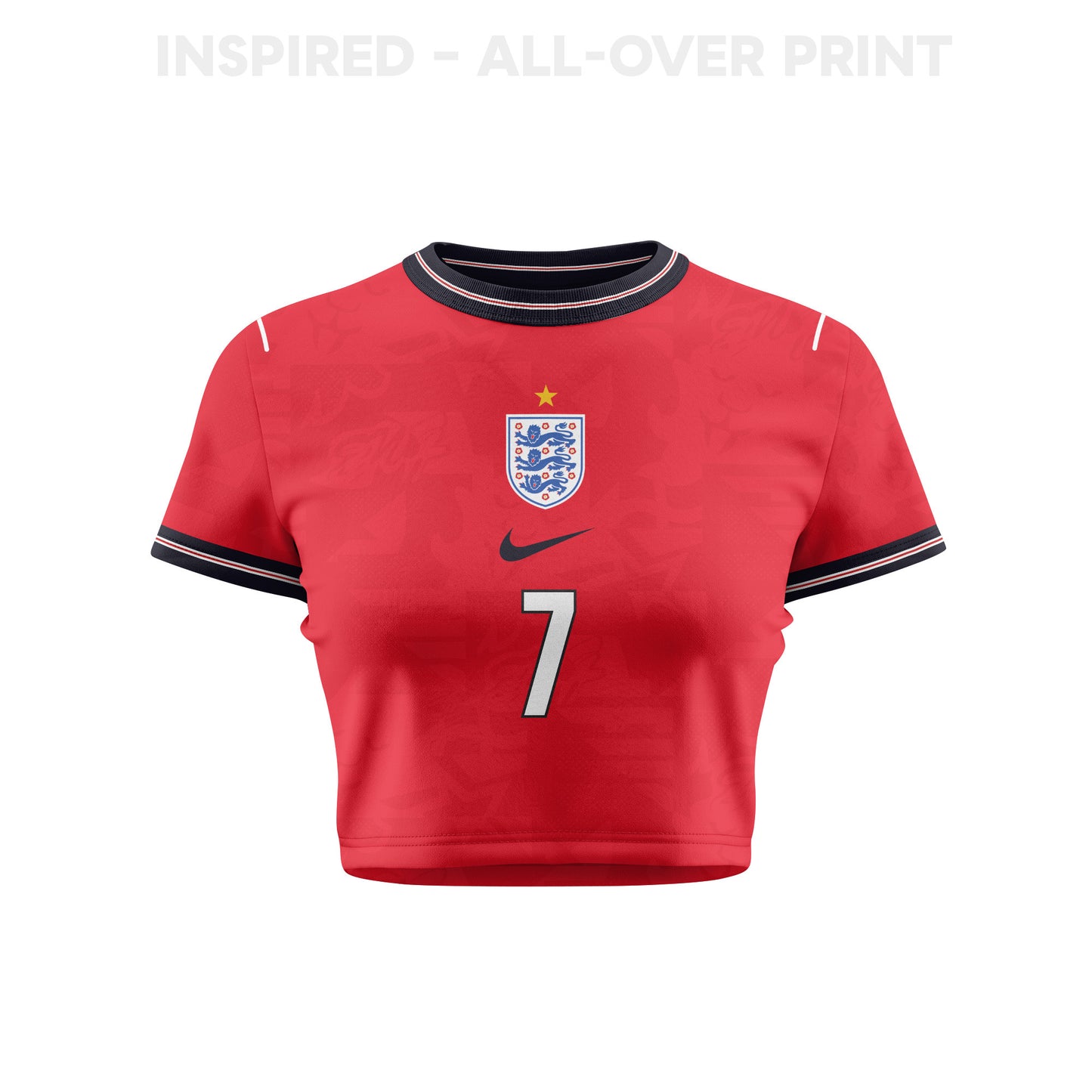 Bukayo Saka 7 England 2026 Women's Home All-Over Print Cropped Jersey - Red
