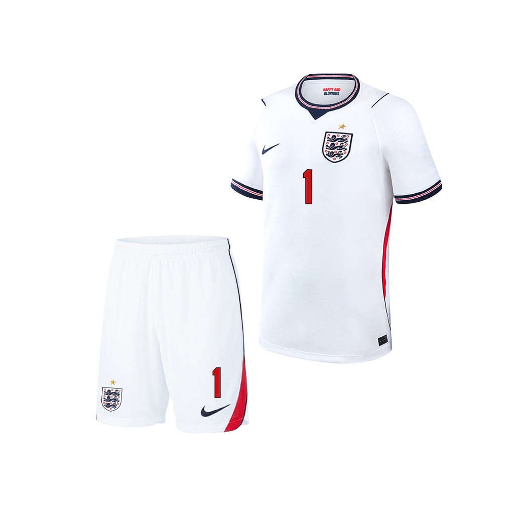 Jordan Pickford 1 England 2026 YOUTH Home Jersey & Shorts Set - White