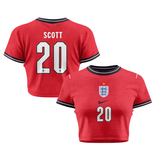 Alex Scott 20 England 2026 Women's Home All-Over Print Cropped Jersey - Red
