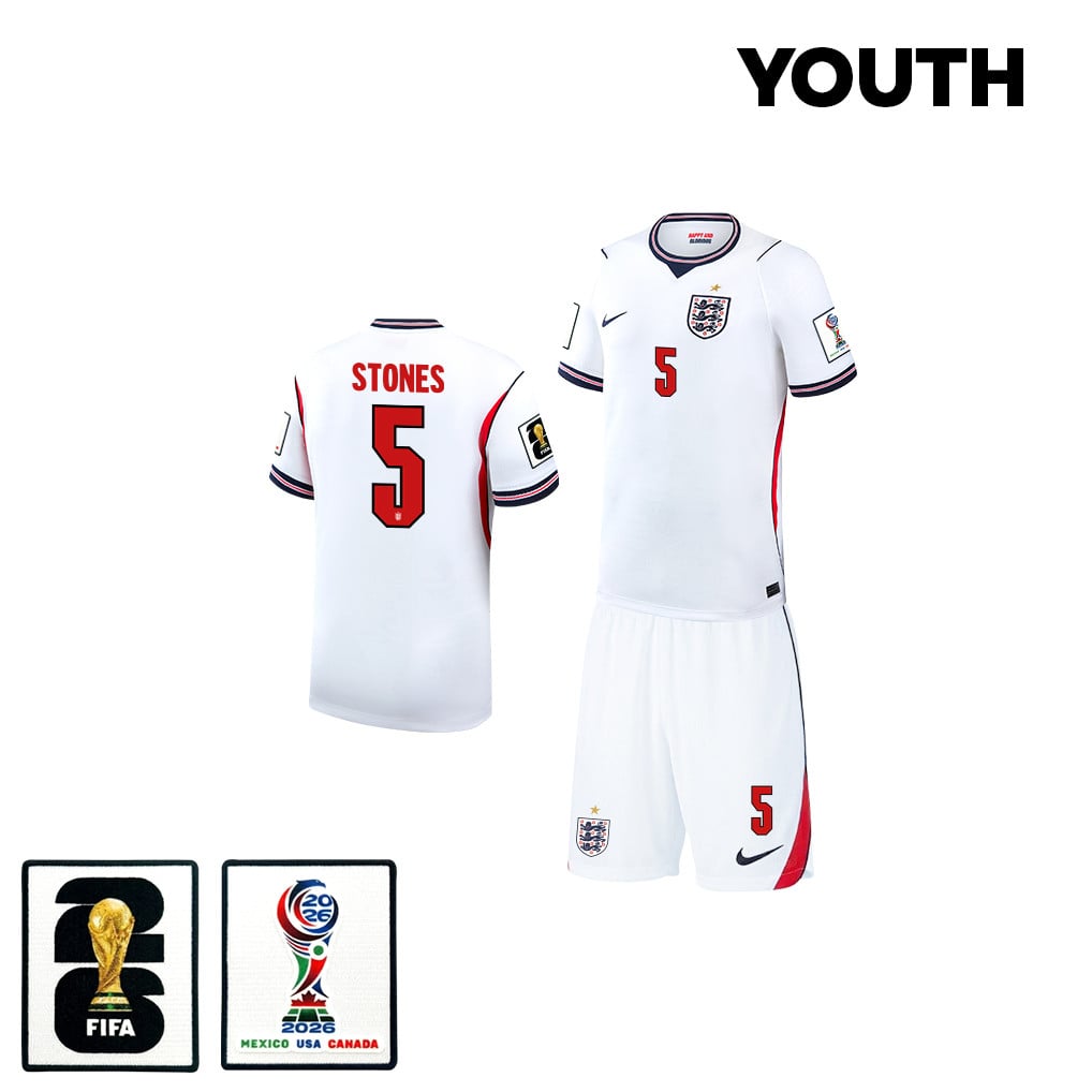 John Stones 5 England 2026 YOUTH Home Jersey & Shorts Set - White