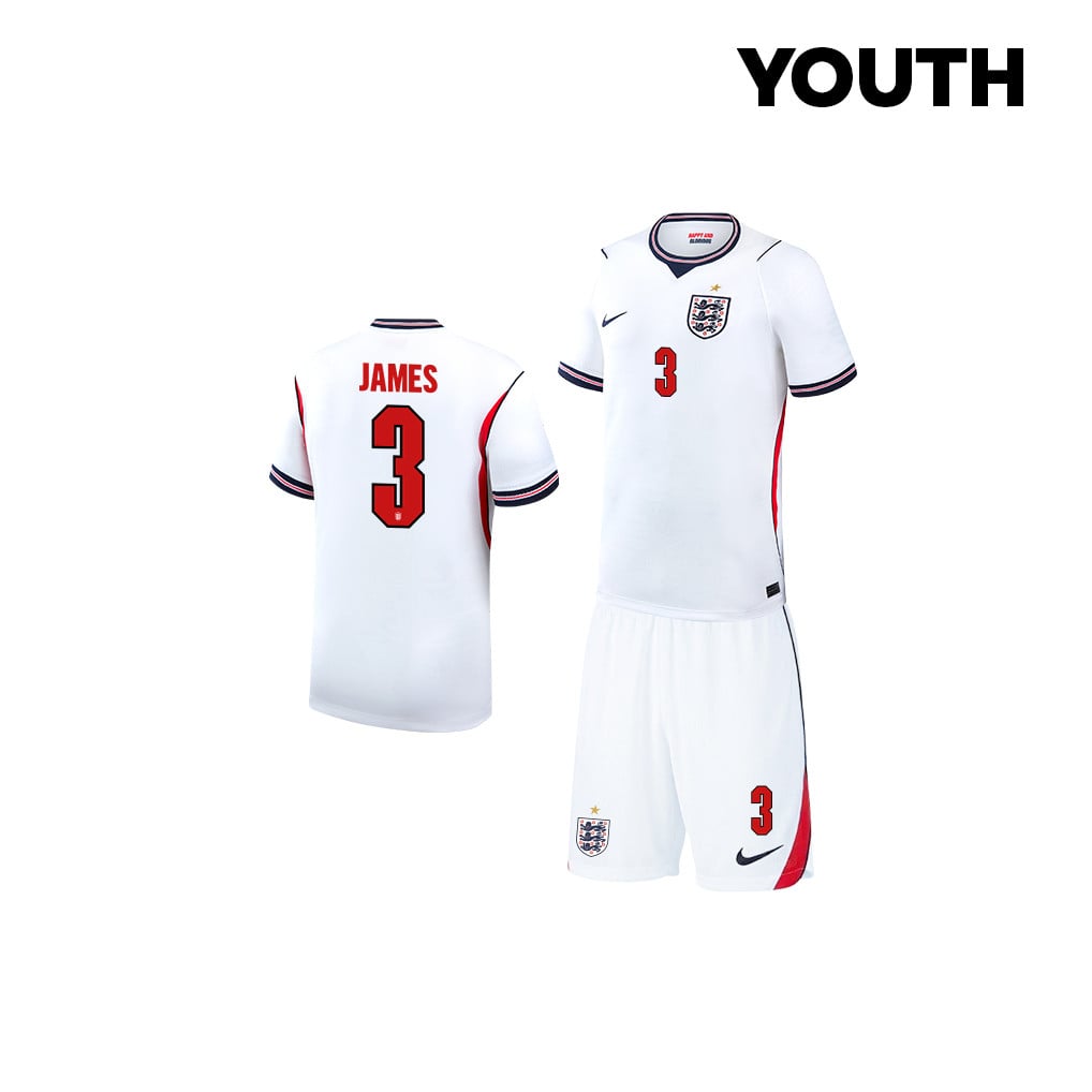 Reece James 3 England 2026 YOUTH Home Jersey & Shorts Set - White