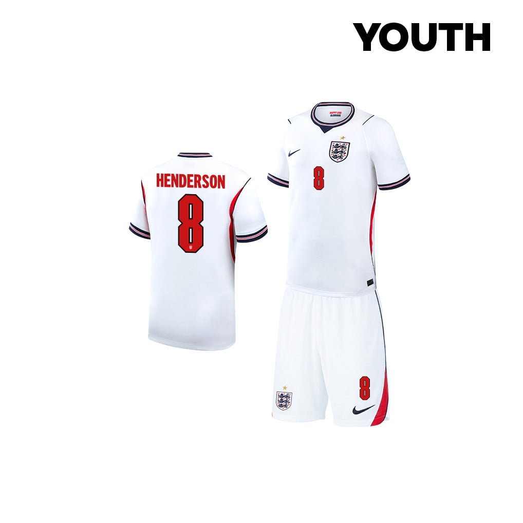 Jordan Henderson 8 England 2026 YOUTH Home Jersey & Shorts Set - White