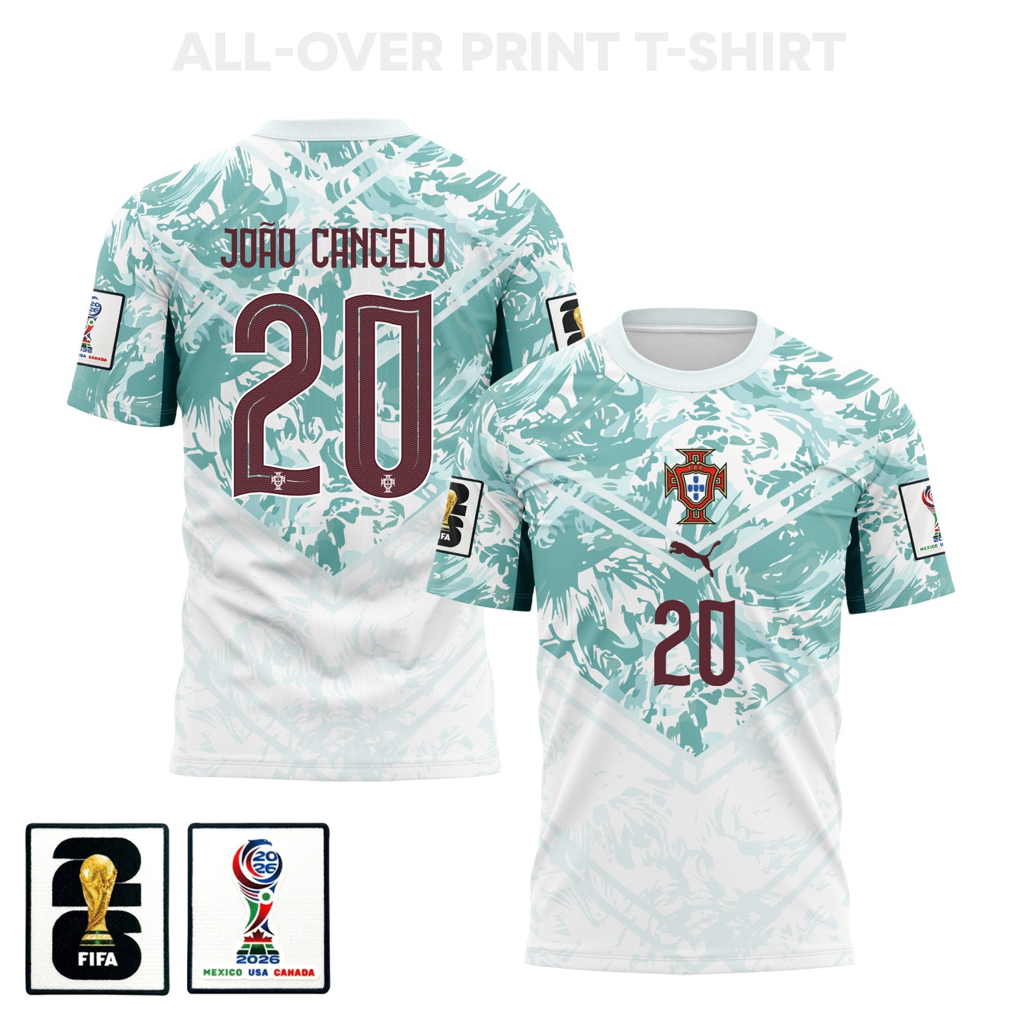 João Cancelo 20 Portugal 2026 Away 3D T-Shirt Fully Printed – Unisex, White
