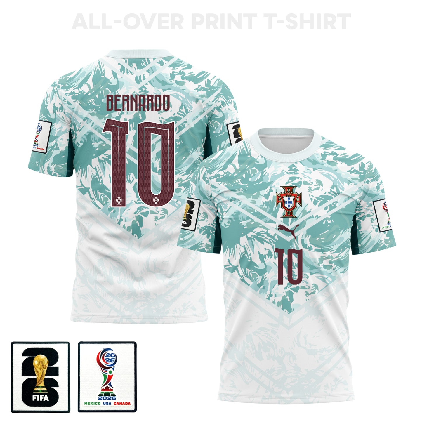 Bernardo Silva 10 Portugal 2026 Away 3D T-Shirt Fully Printed – Unisex, White