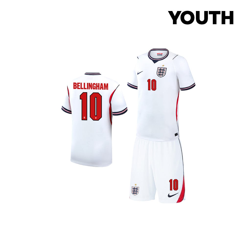 Jude Bellingham 10 England 2026 YOUTH Home Jersey & Shorts Set - White