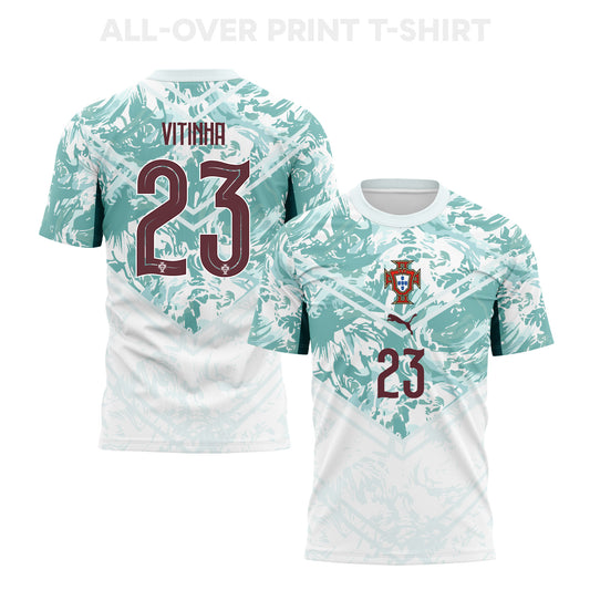 Vitinha 23 Portugal 2026 Away 3D T-Shirt Fully Printed – Unisex, White