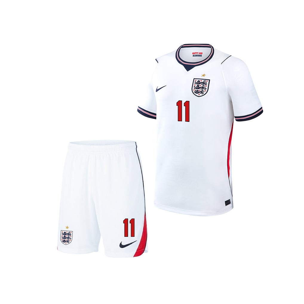 Marcus Rashford 11 England 2026 YOUTH Home Jersey & Shorts Set - White