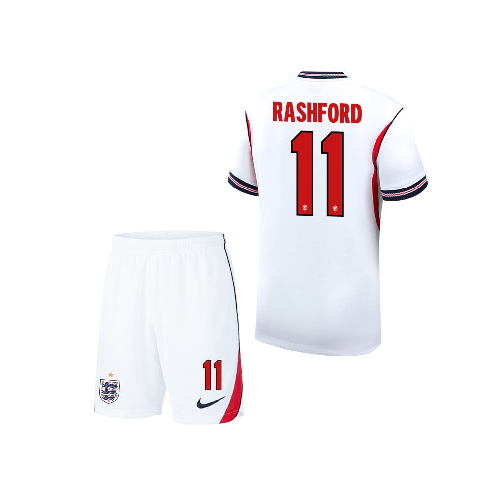 Marcus Rashford 11 England 2026 YOUTH Home Jersey & Shorts Set - White