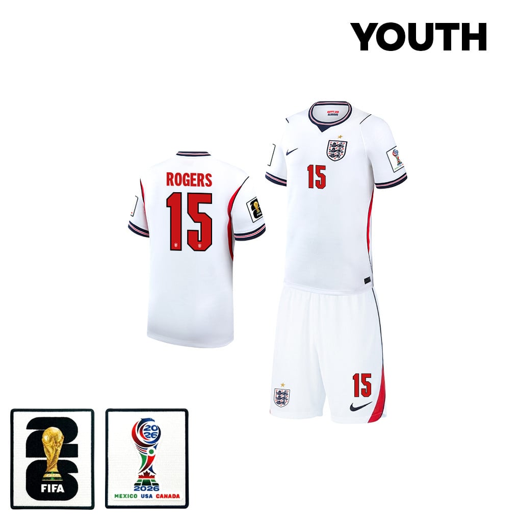 Morgan Rogers 15 England 2026 YOUTH Home Jersey & Shorts Set - White