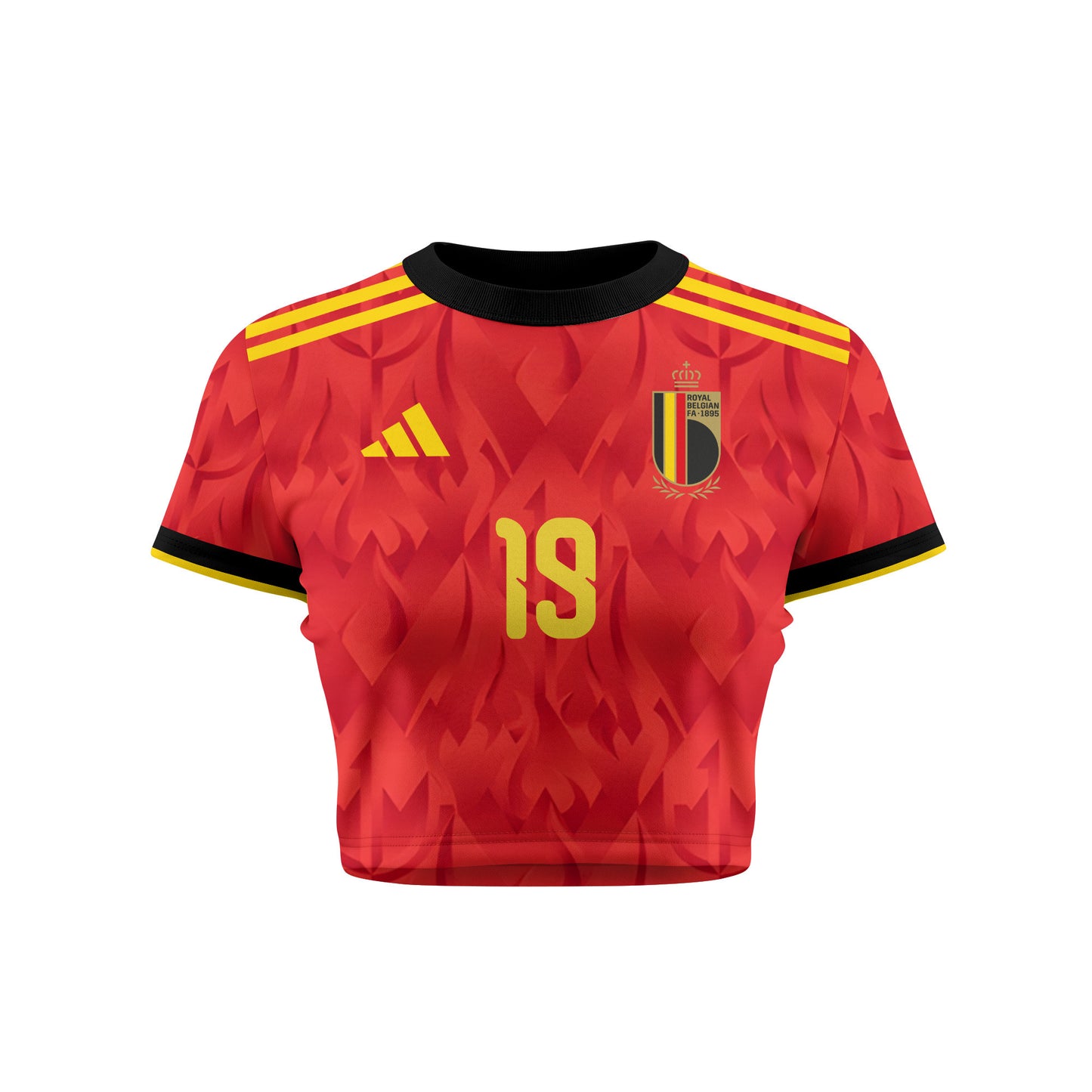Romeo Vermant 19 Belgium 2026 Women's Home All-Over Print Cropped Jersey - Red