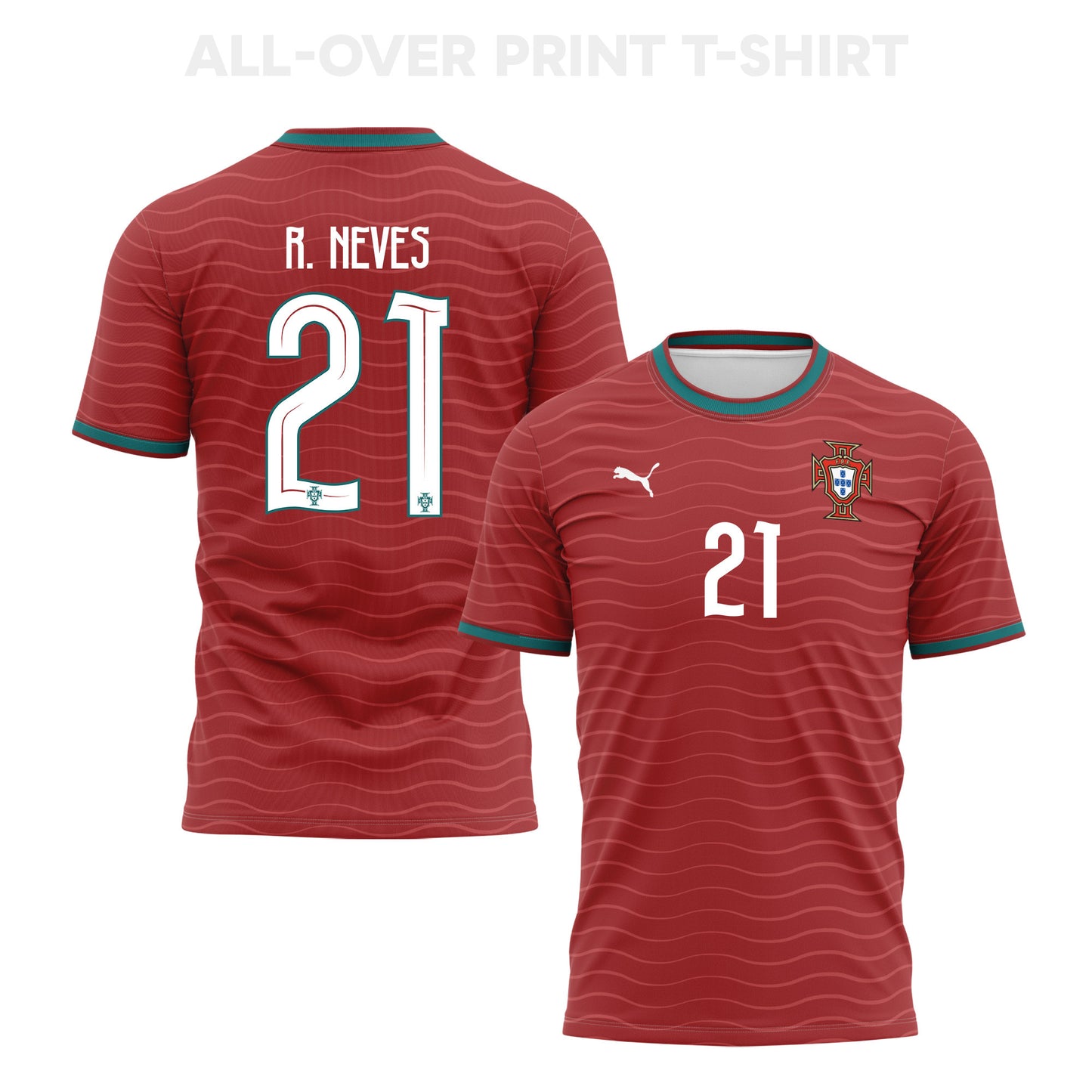 Rúben Neves 21 Portugal 2026 Home 3D T-Shirt Fully Printed – Unisex, Red