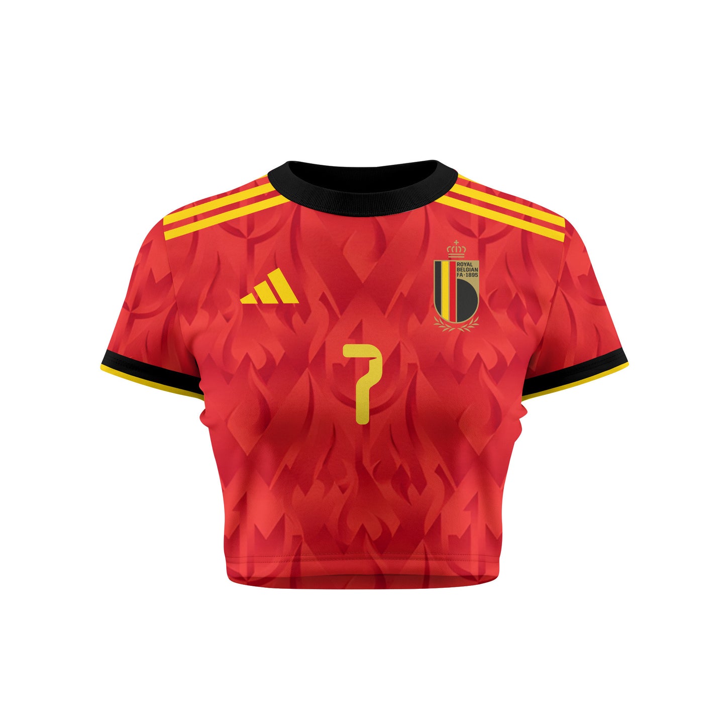 Diego Moreira 7 Belgium 2026 Women's Home All-Over Print Cropped Jersey - Red