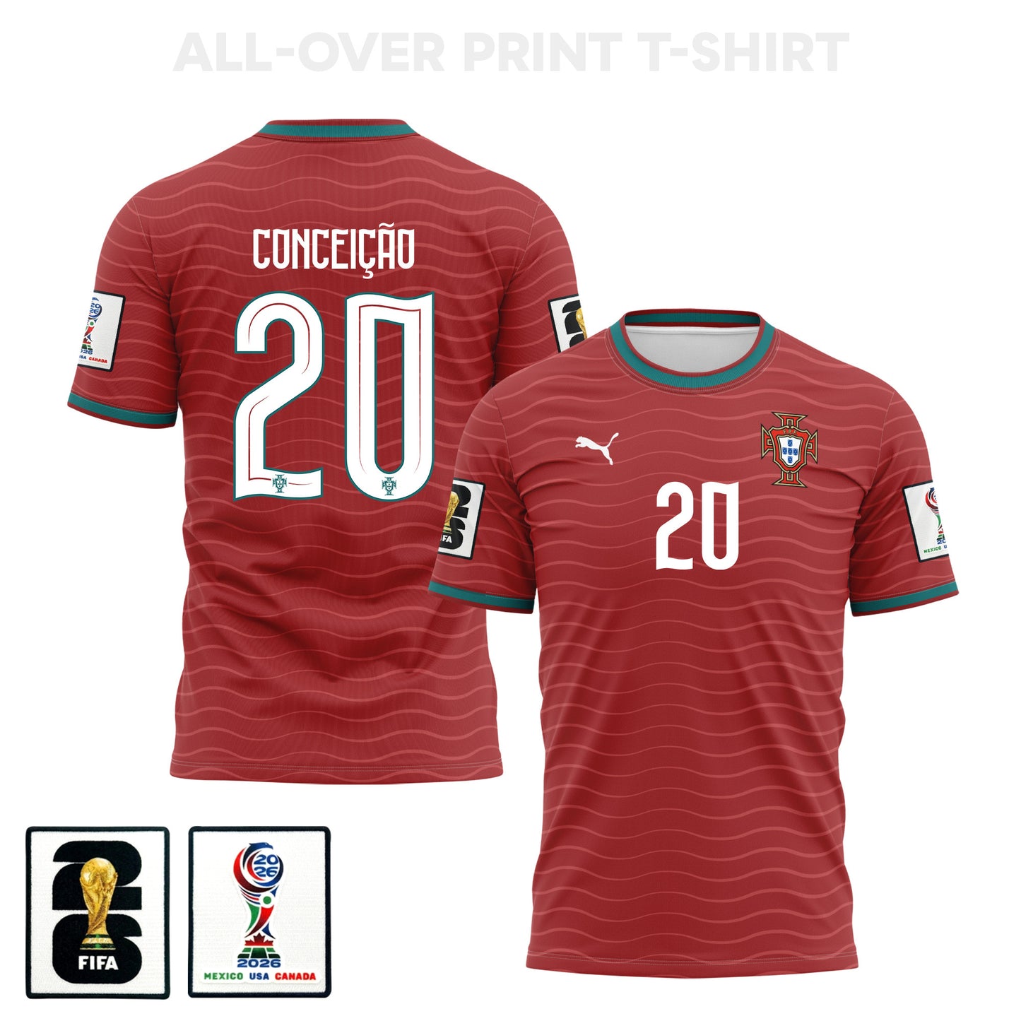 Francisco Conceição 20 Portugal 2026 Home 3D T-Shirt Fully Printed – Unisex, Red