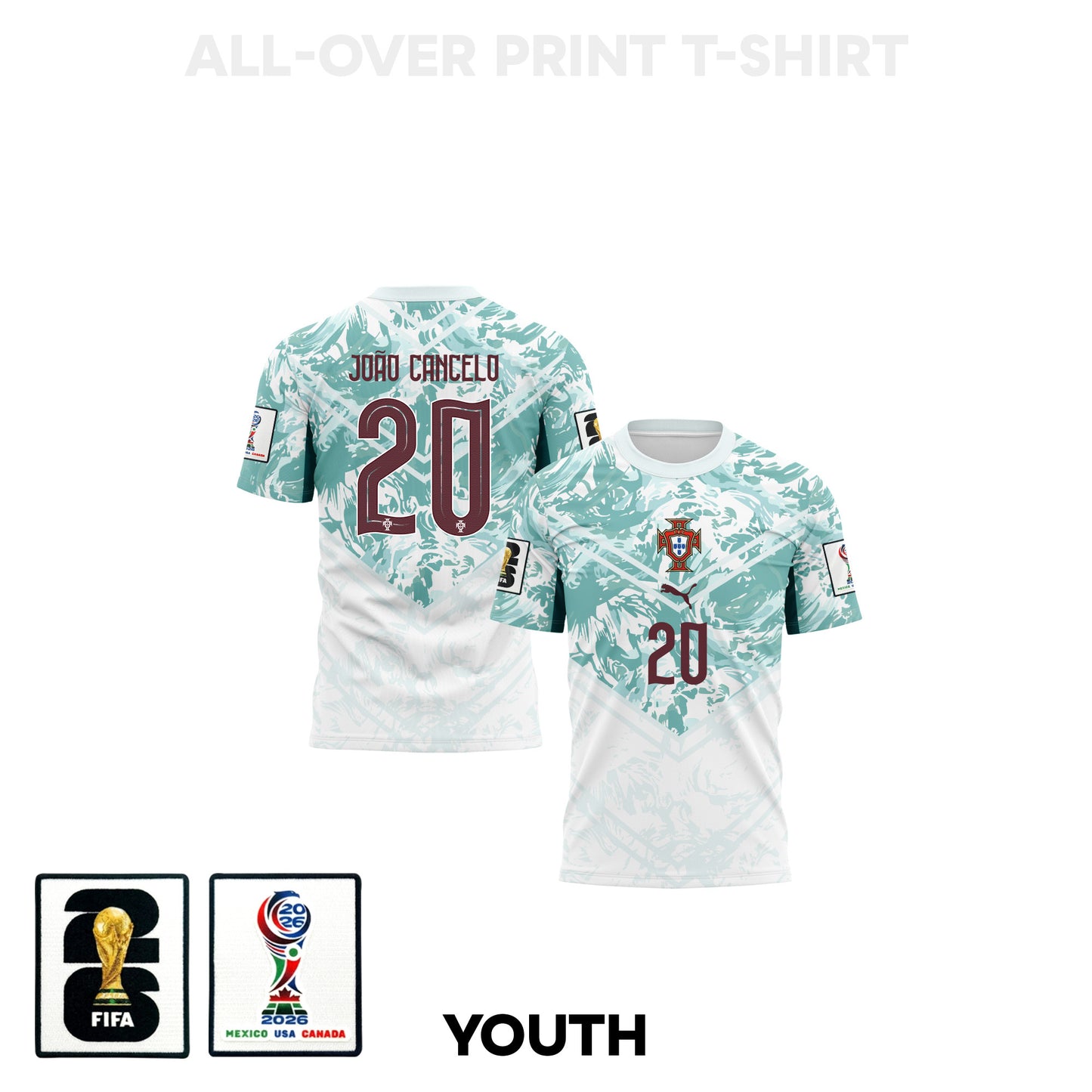 João Cancelo 20 Youth Portugal 2026 Away 3D T-shirt Fully Printed – White