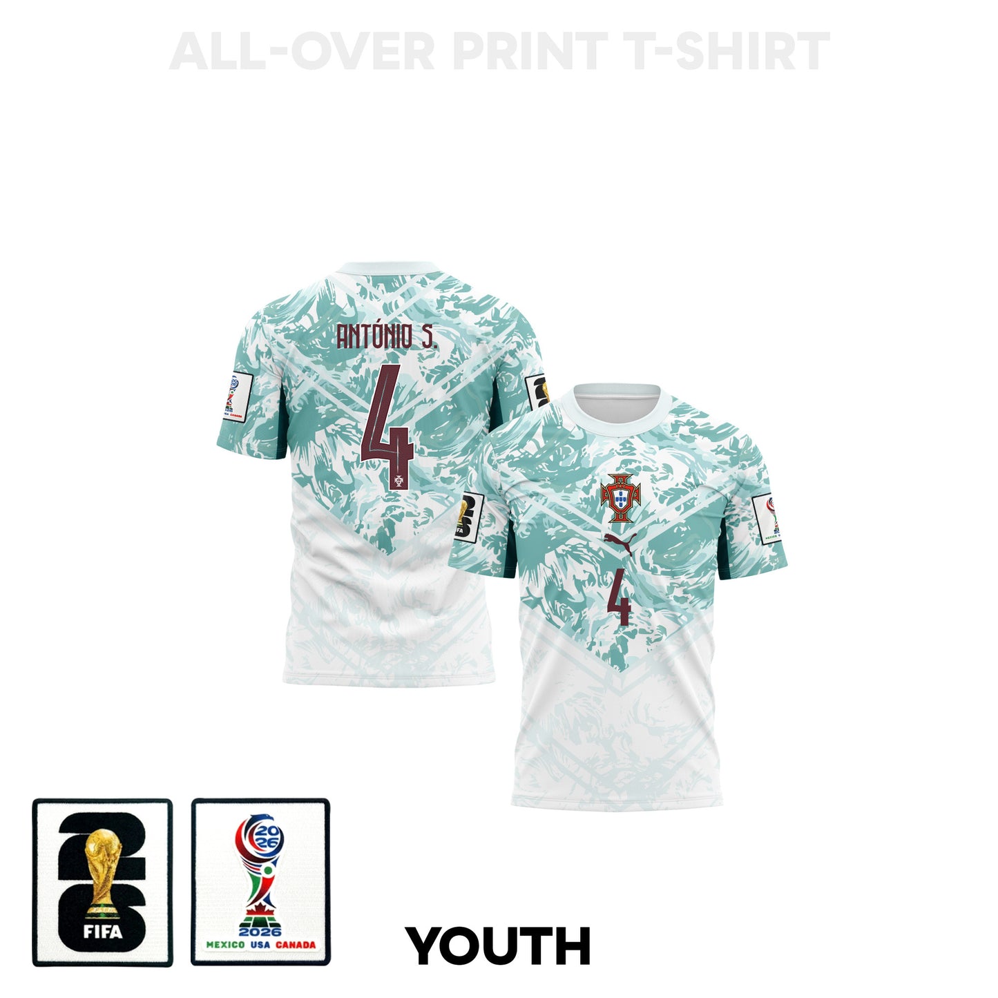 António Silva 4 Youth Portugal 2026 Away 3D T-shirt Fully Printed – White