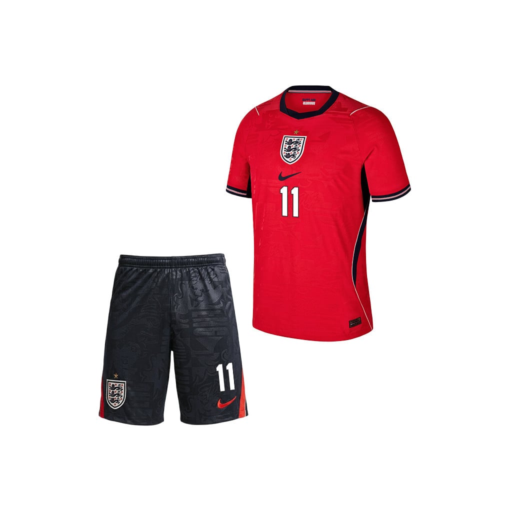 Marcus Rashford 11 England 2026 YOUTH Away Jersey & Shorts Set - Red/Black