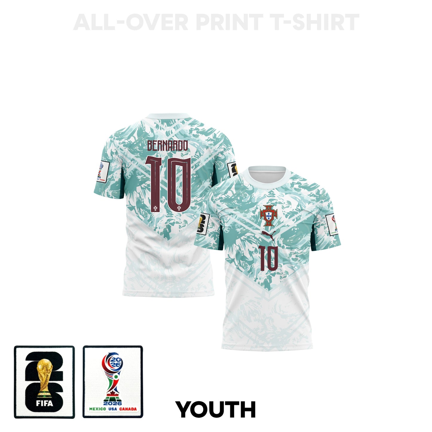 Bernardo Silva 10 Youth Portugal 2026 Away 3D T-shirt Fully Printed – White