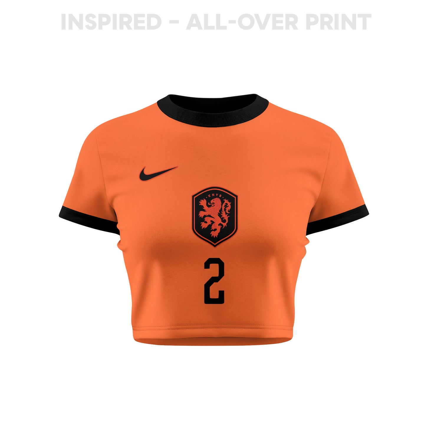 Lutsharel Geertruida 2 Netherlands 2026 Women's Home All-Over Print Cropped Jersey - Orange
