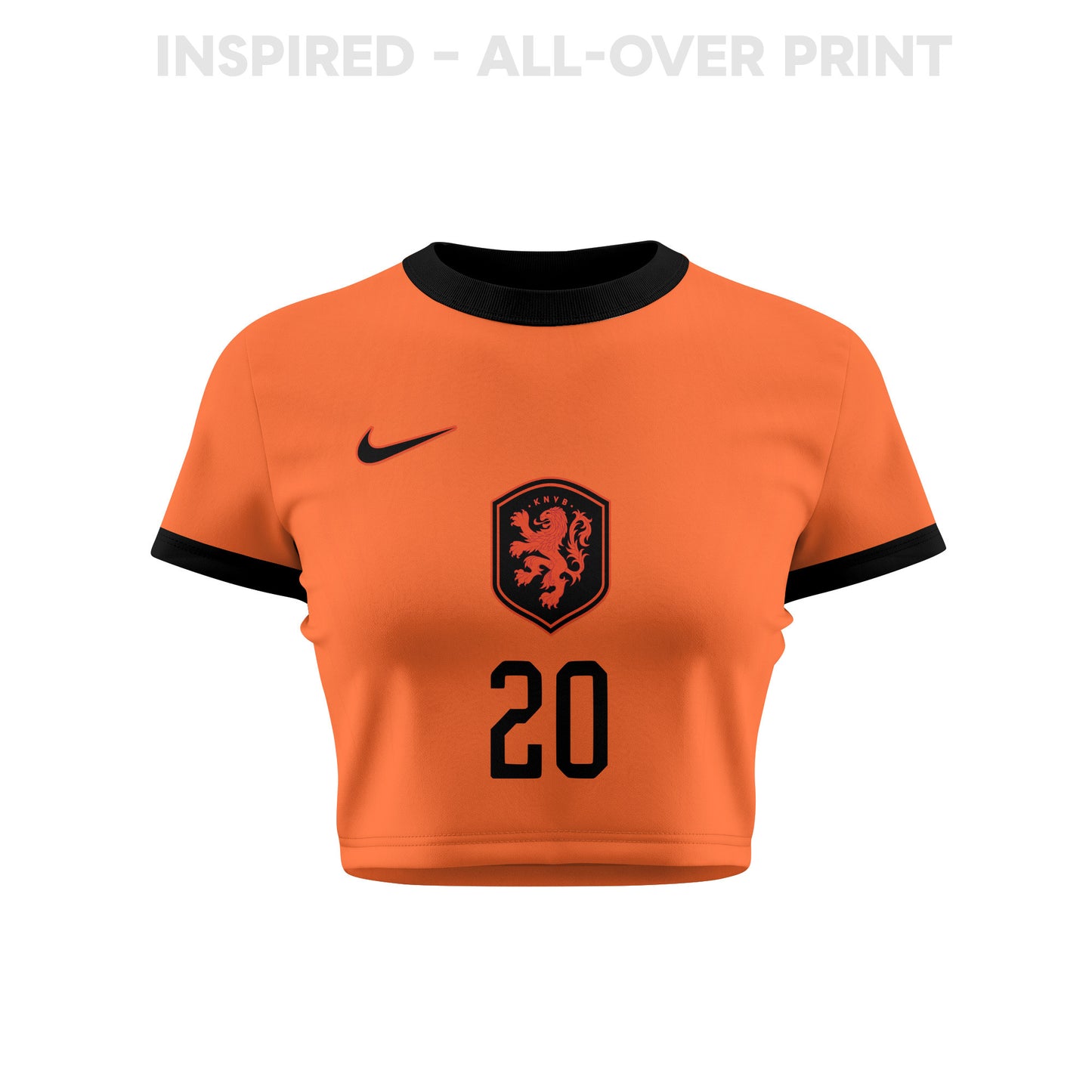 Jan Paul van Hecke 20 Netherlands 2026 Women's Home All-Over Print Cropped Jersey - Orange