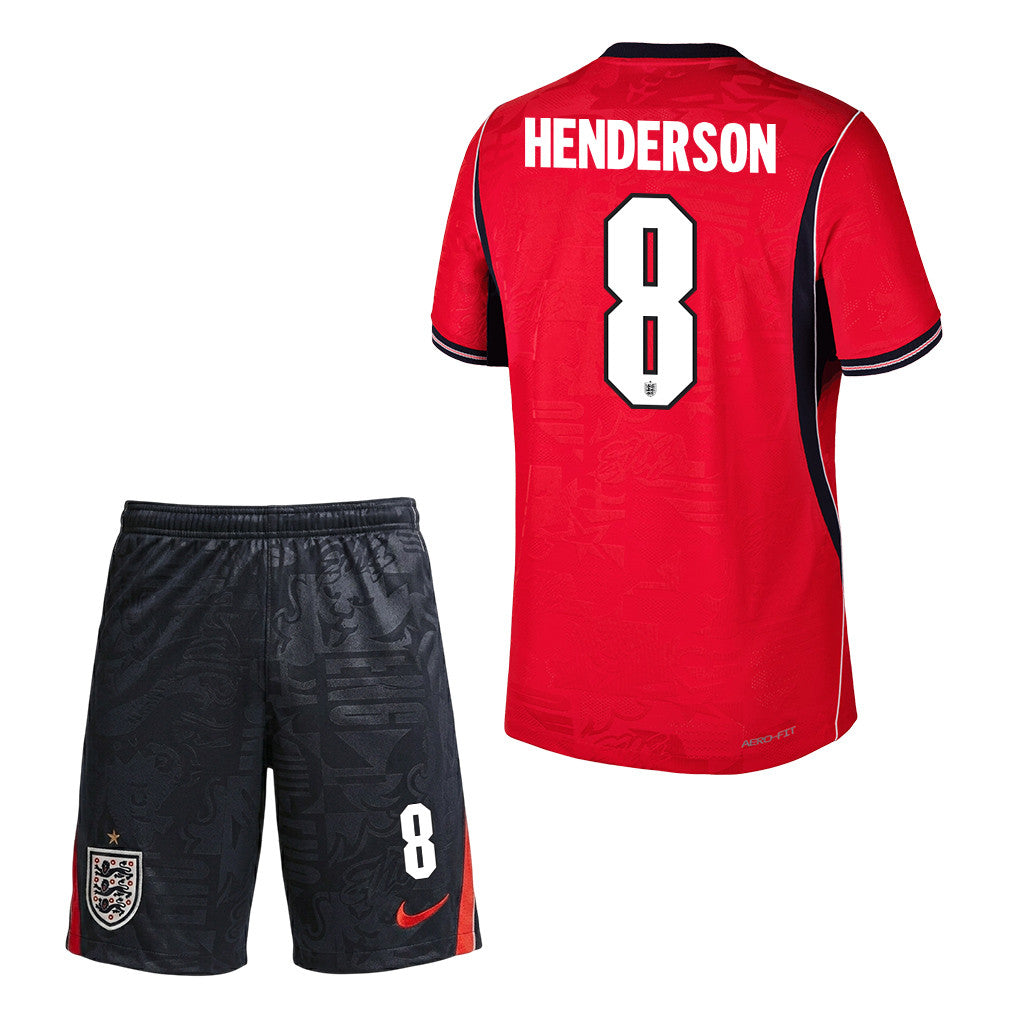 Jordan Henderson 8 England 2026 Away Men Jersey & Shorts Set – Red/Black