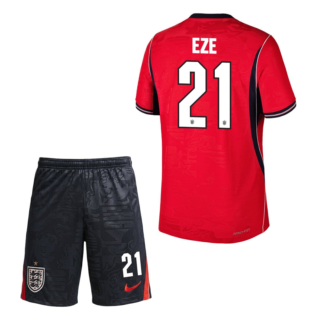 Eberechi Eze 21 England 2026 Away Men Jersey & Shorts Set – Red/Black