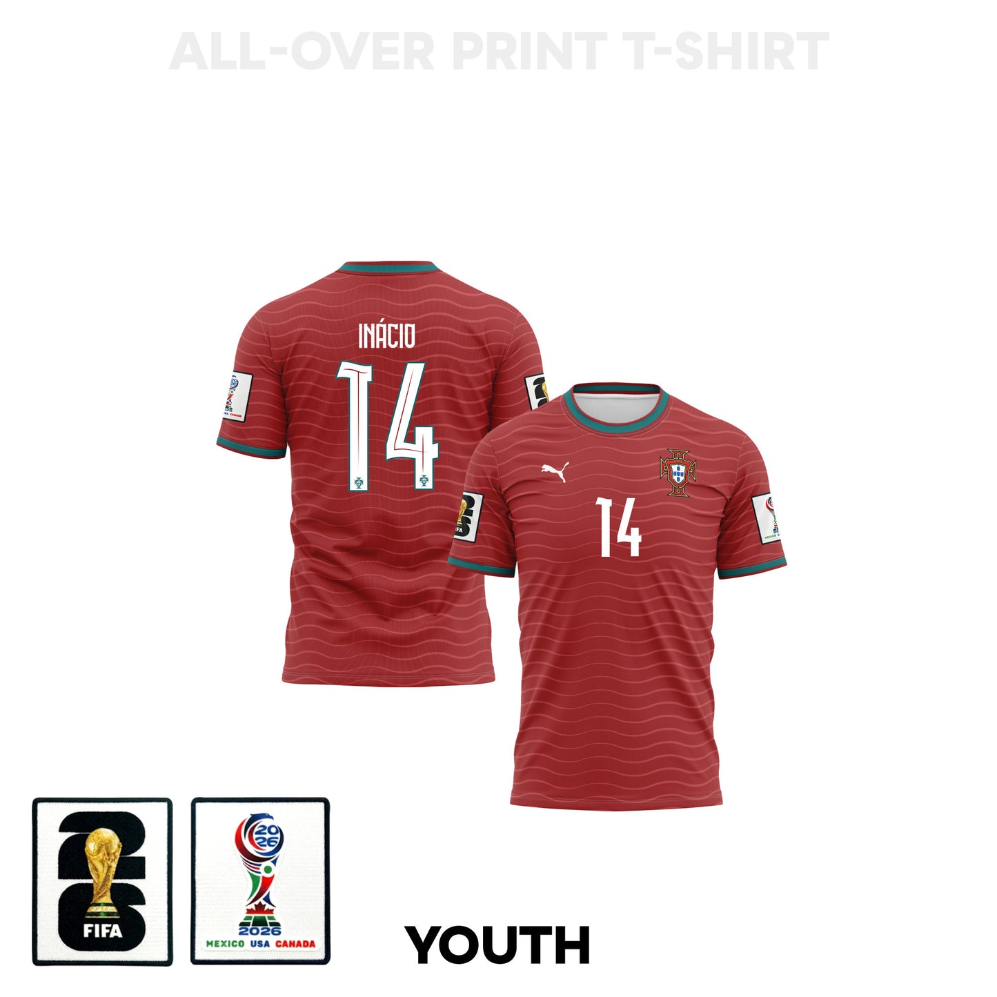 Gonçalo Inácio 14 Youth Portugal 2026 Home 3D T-shirt Fully Printed – Red