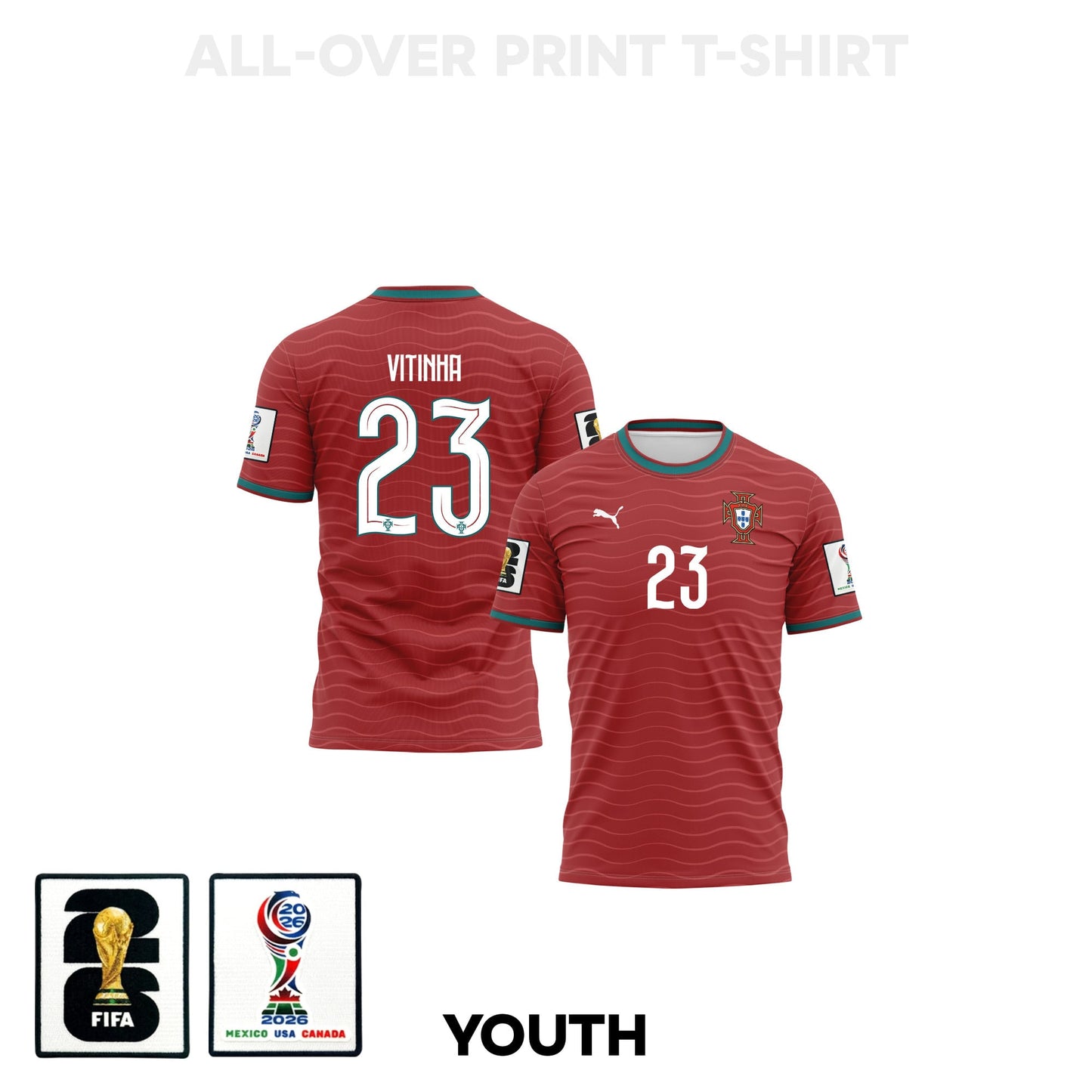Vitinha 23 Youth Portugal 2026 Home 3D T-shirt Fully Printed – Red