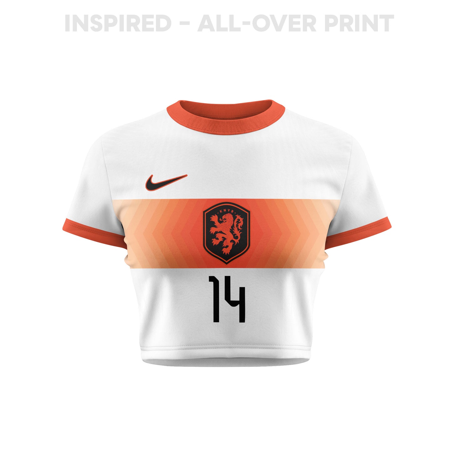 Tijjani Reijnders 14 Netherlands 2026 Women's Away All-Over Print Cropped Jersey - White