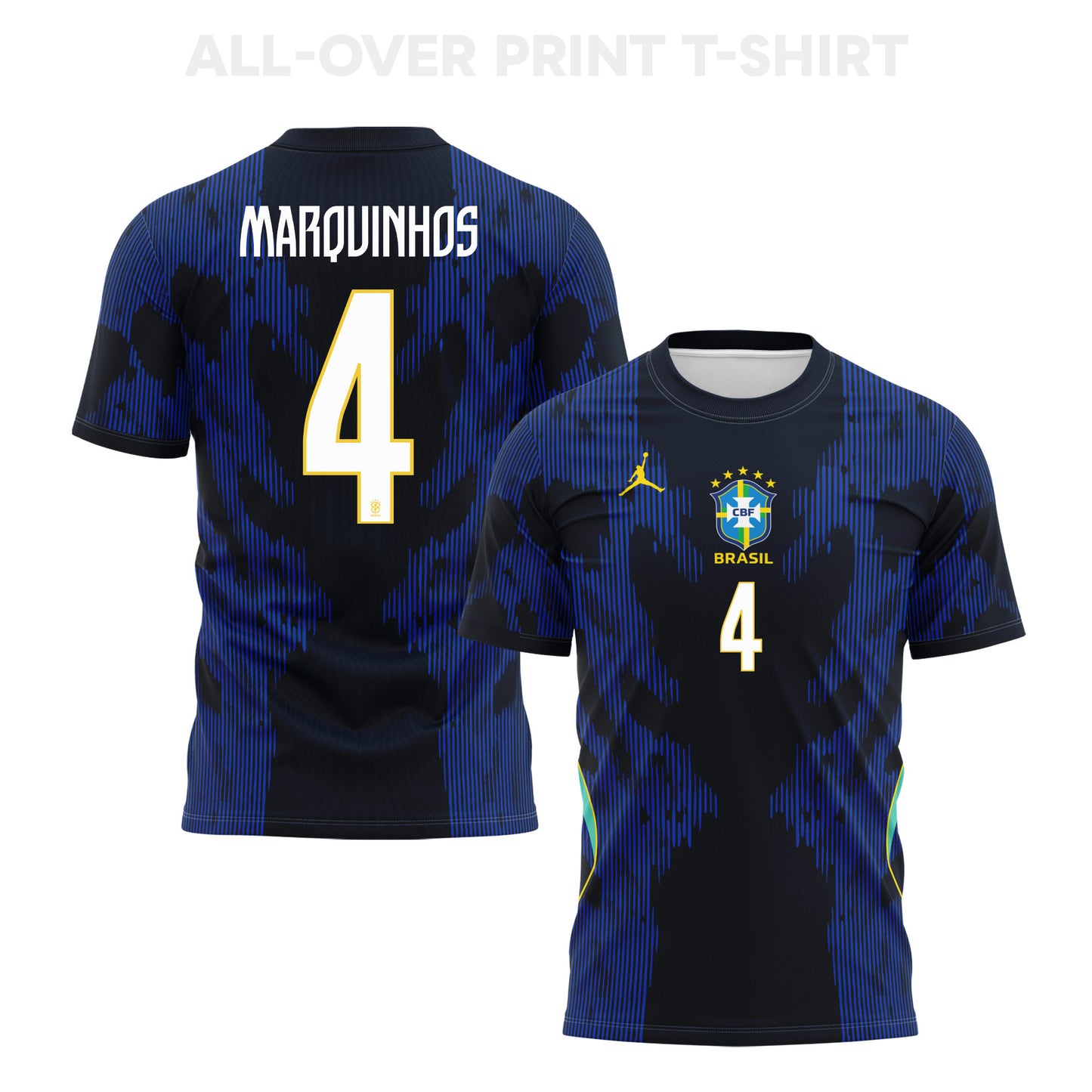 Marquinhos 4 Brazil 2026 Away 3D T-Shirt Fully Printed – Unisex, Blue