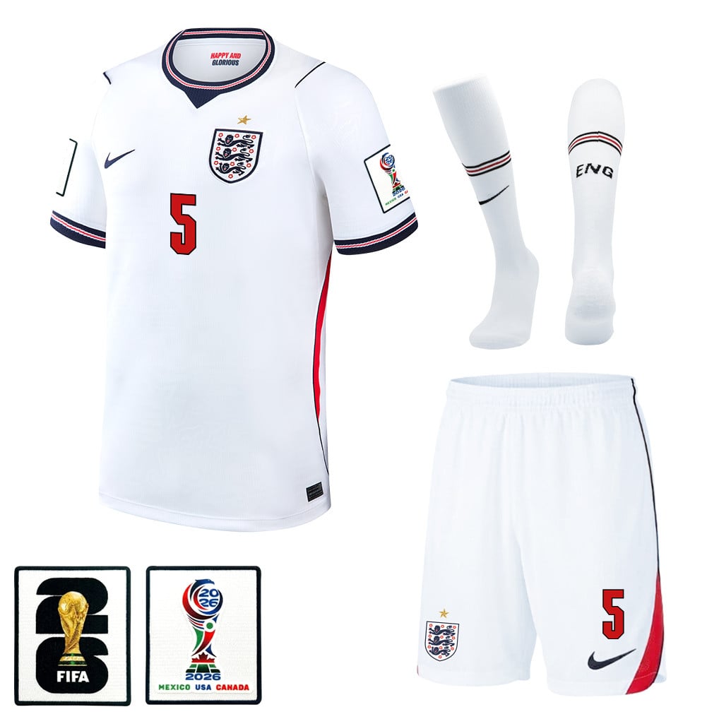 John Stones 5 England 2026 Home Men Kit Set – White