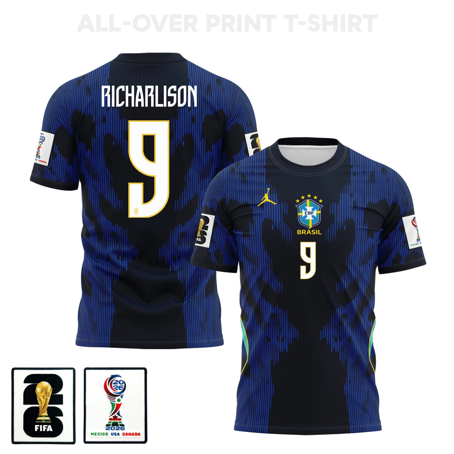 Richarlison 9 Brazil 2026 Away 3D T-Shirt Fully Printed – Unisex, Blue