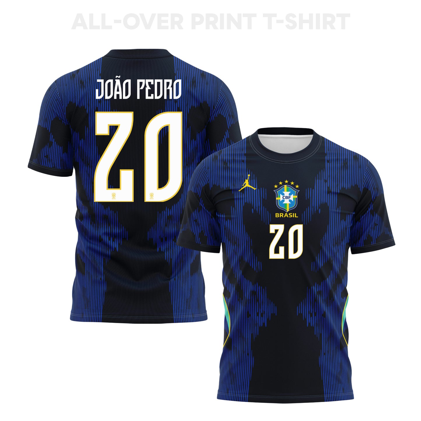 João Pedro 20 Brazil 2026 Away 3D T-Shirt Fully Printed – Unisex, Blue