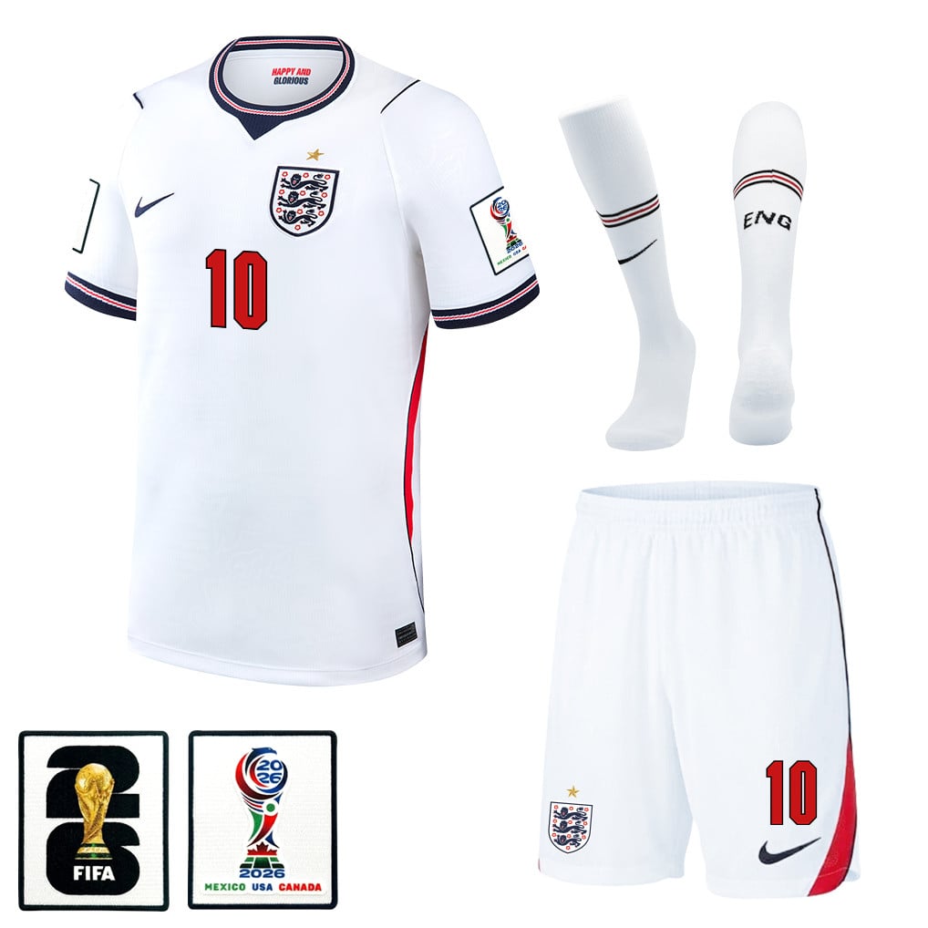 Jude Bellingham 10 England 2026 Home Men Kit Set – White