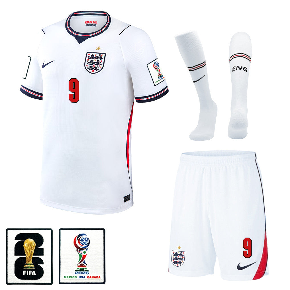 Harry Kane 9 England 2026 Home Men Kit Set – White