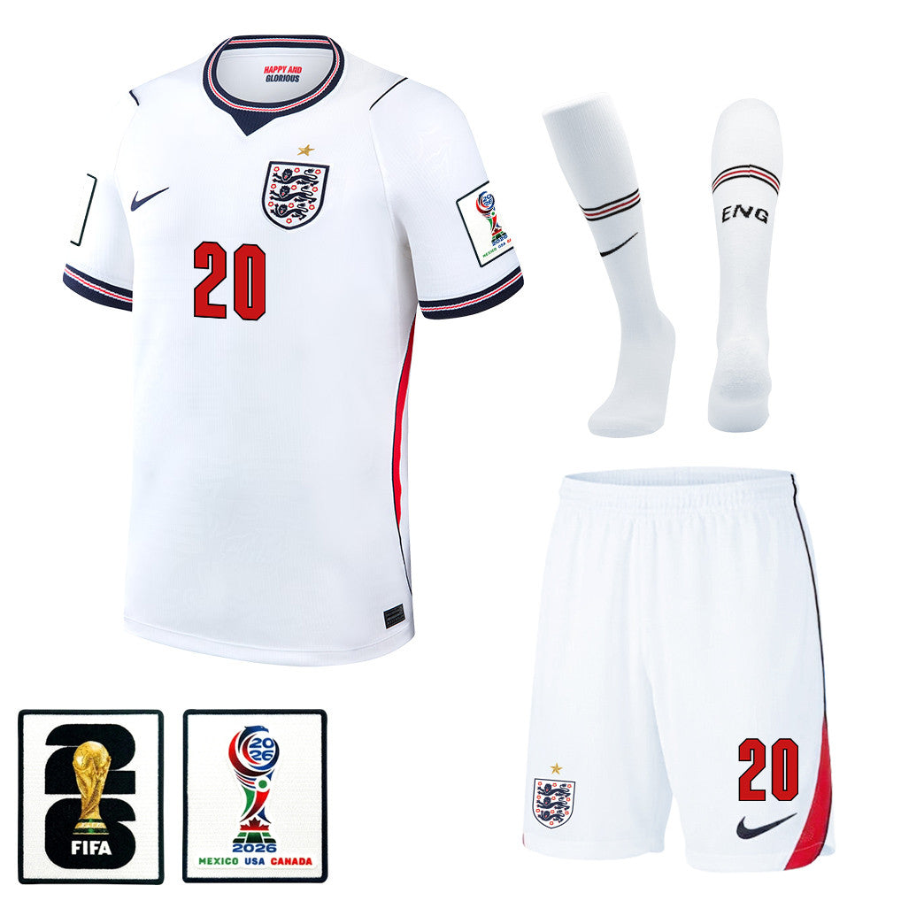 Jarrod Bowen 20 England 2026 Home Men Kit Set – White