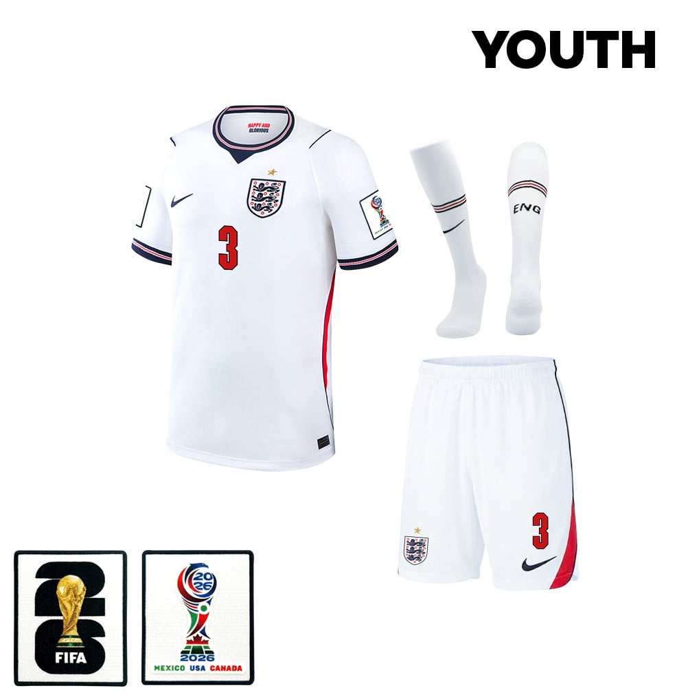 Reece James 3 England 2026 YOUTH Home Kit Set – White