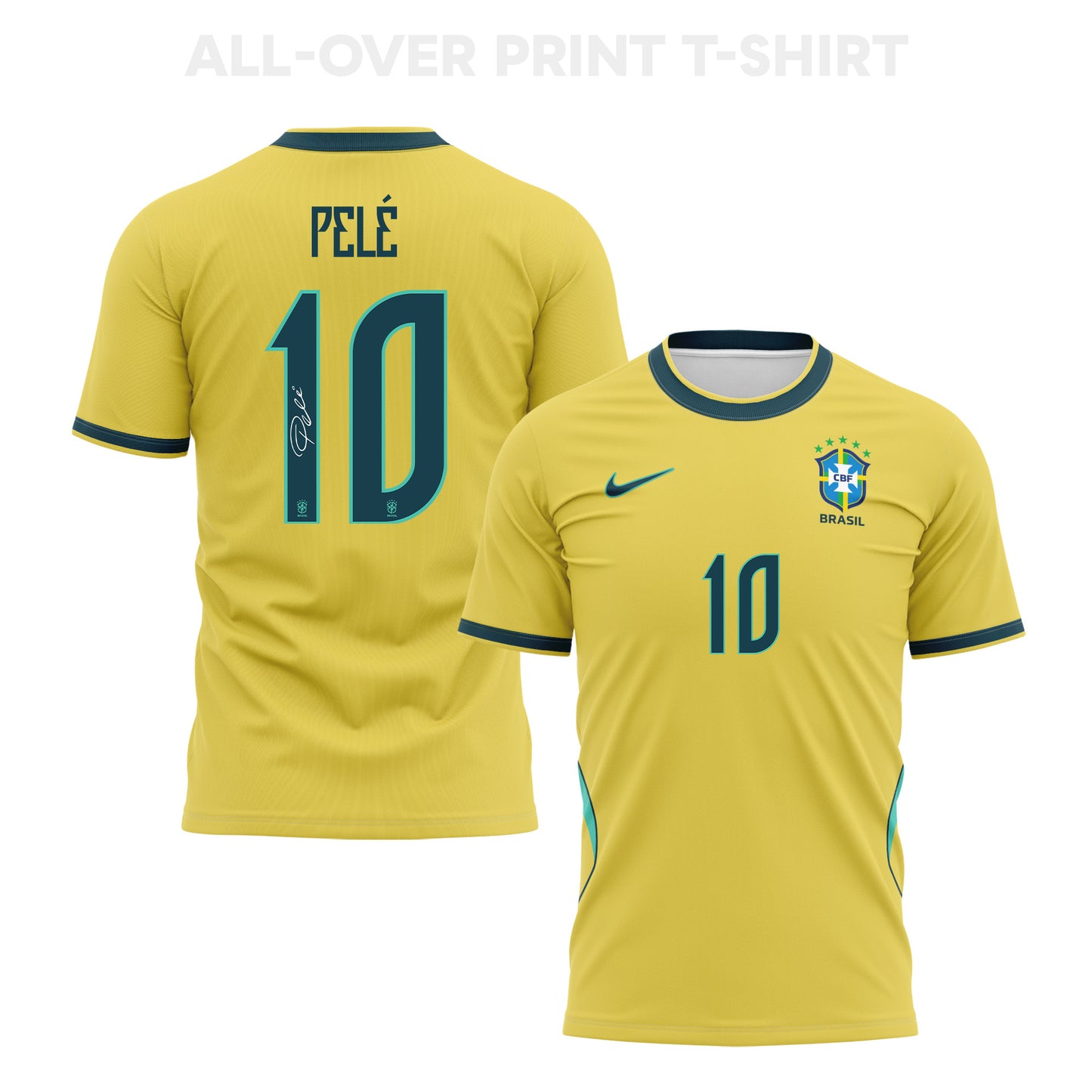 Pelé 10 Brazil 2026 Home 3D T-Shirt Fully Printed – Unisex, Yellow