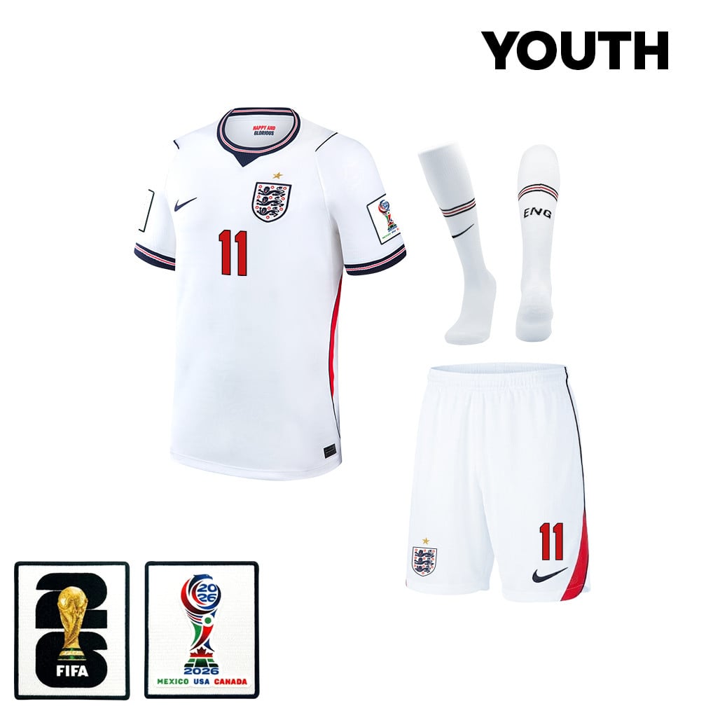 Phil Foden 11 England 2026 YOUTH Home Kit Set – White